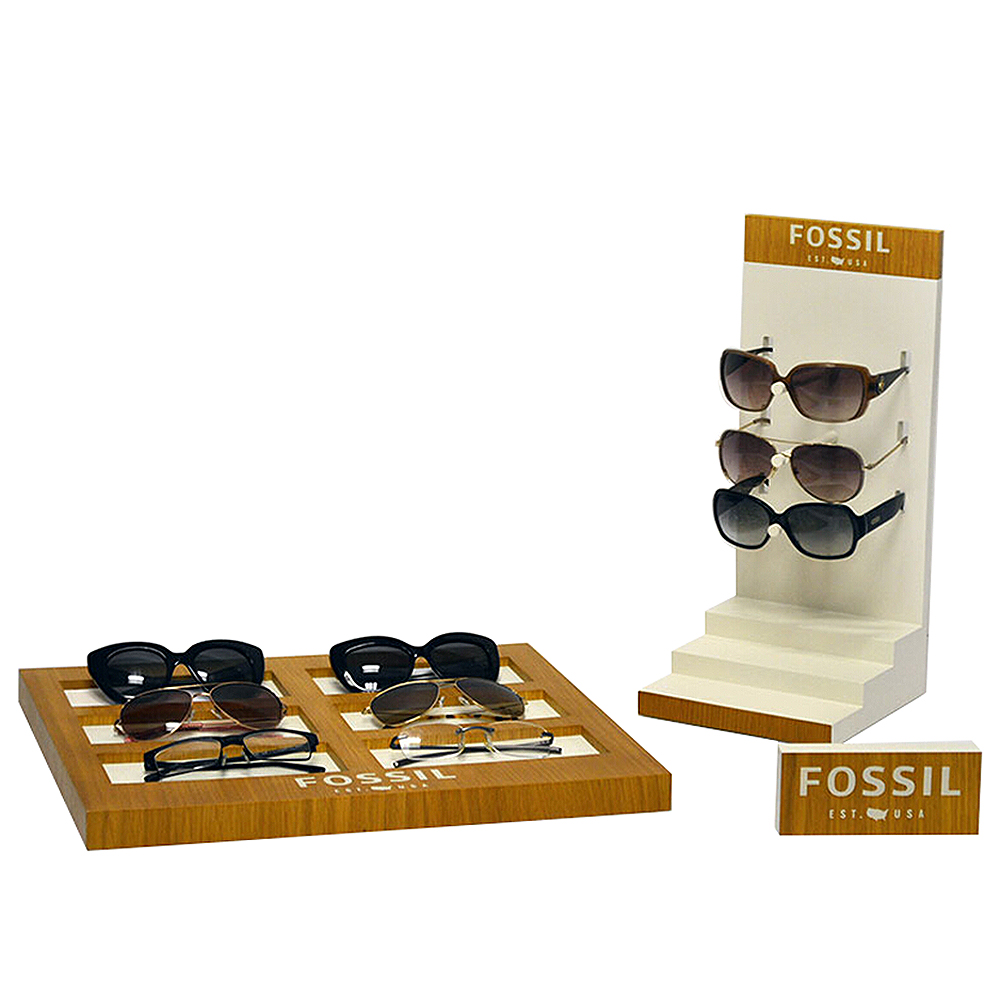 Natural solid wood sunglasses display rack,eyewear display stand for shop,Sunglass counter display tray ,Glorifier