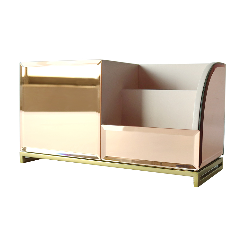 Hot sale Desktop MDF with painting and mirror glass, fleece fabric Cosmetic Organizer Counter Display, Glorifiler.
